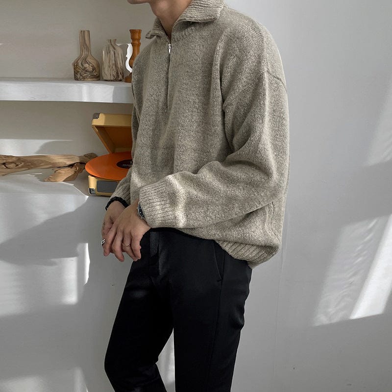 Olive Green Cable Knit Mens Sweater