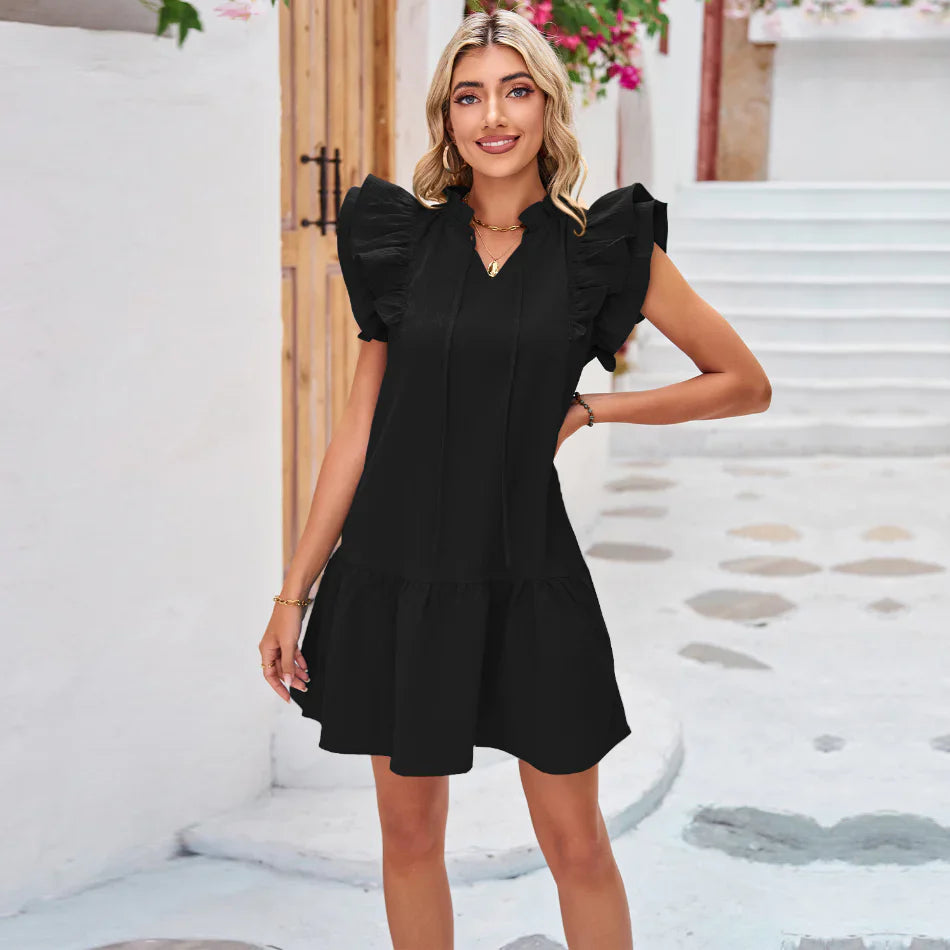 Marigold Dress | Women's Black Playful Mini Dress