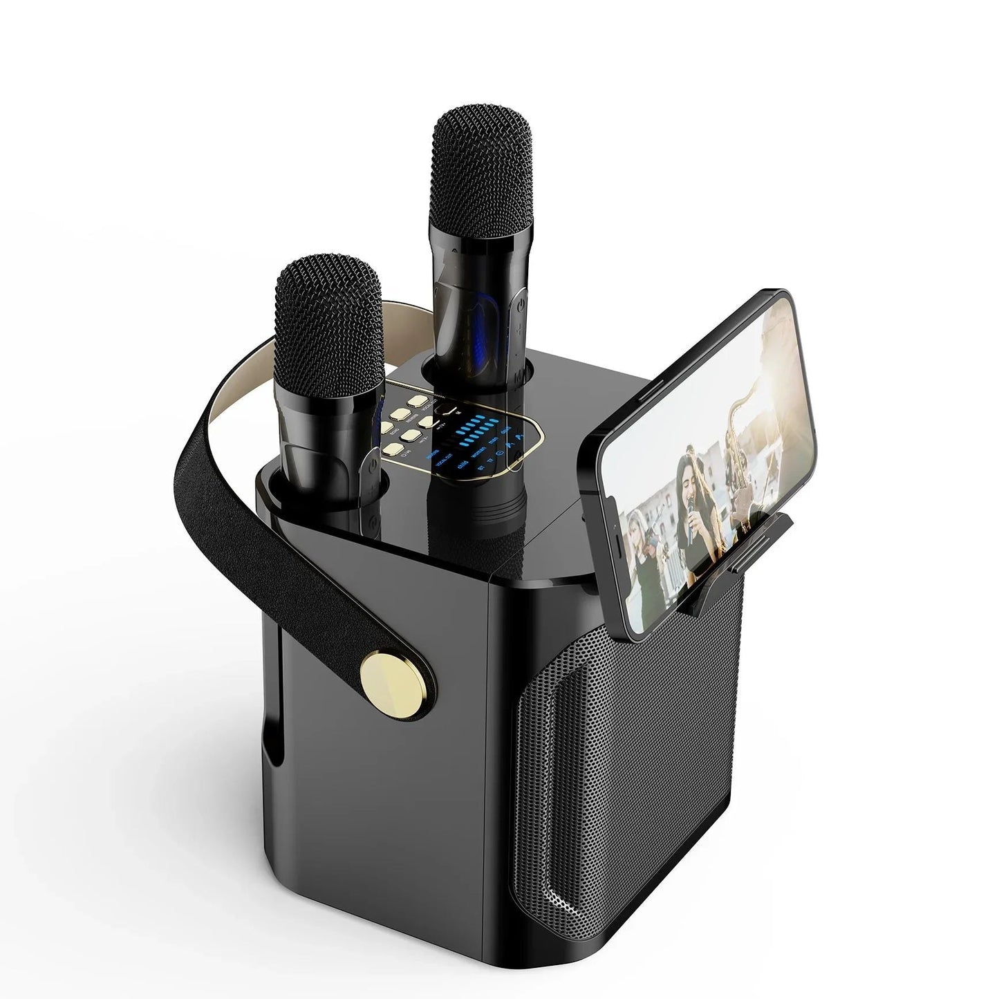 Portable Karaoke System with 360° Sound and Dual Mics