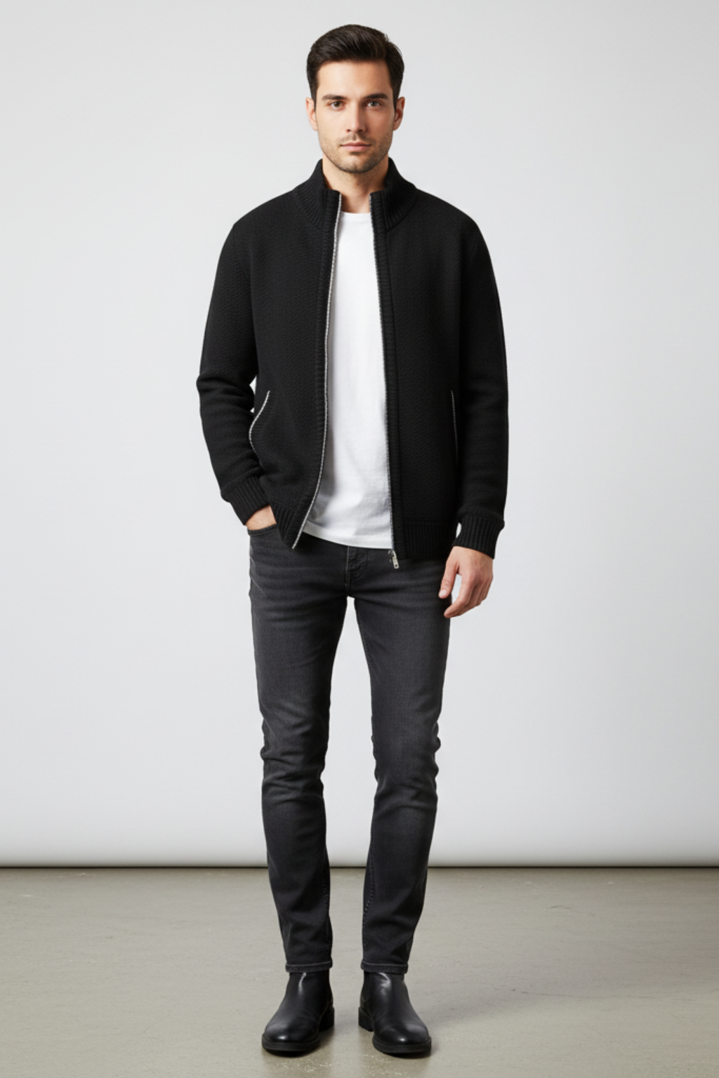 Men's Classic Crew Neck Ribbed Sweater
