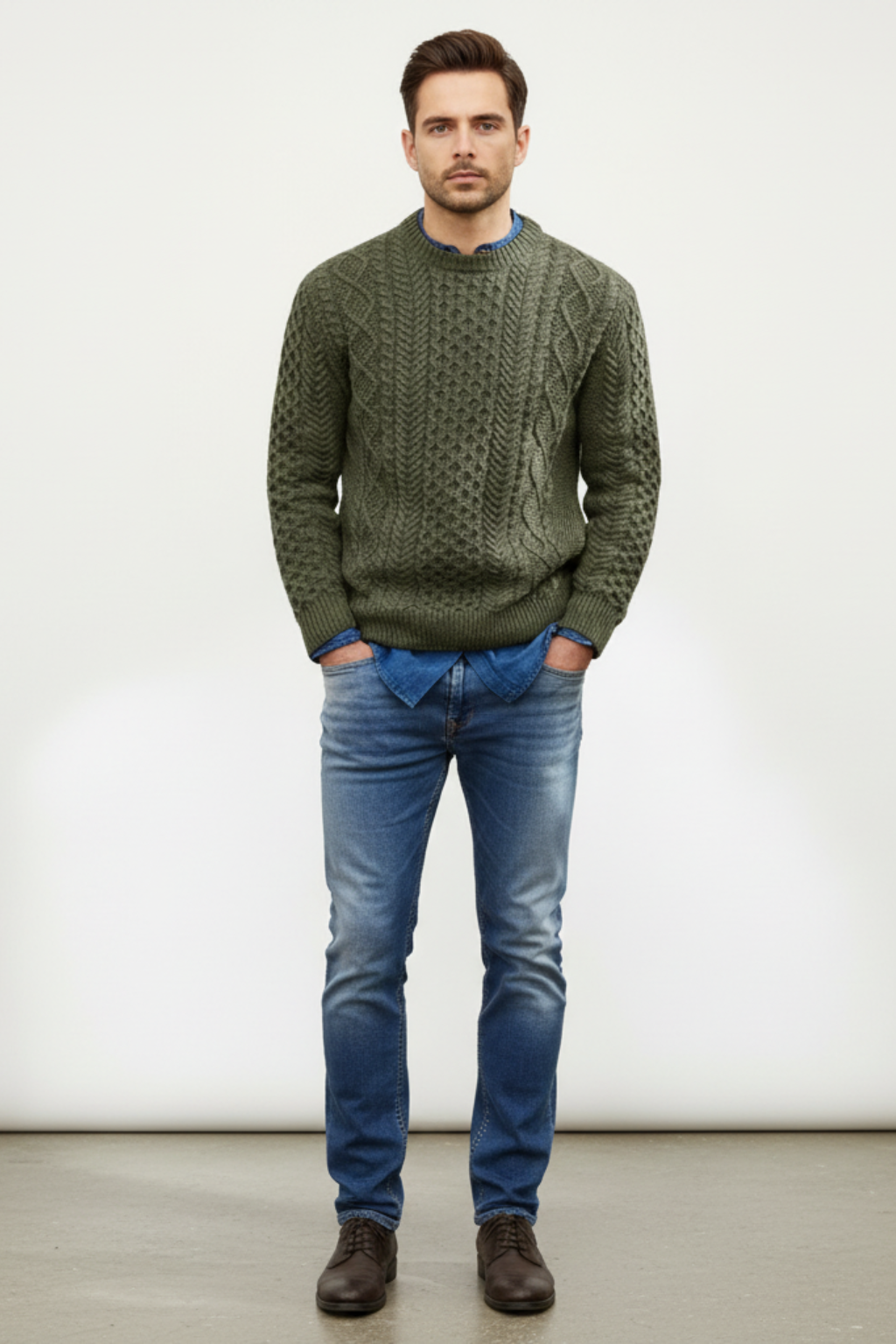 Men's Classic Fit Crew Neck Wool Sweater