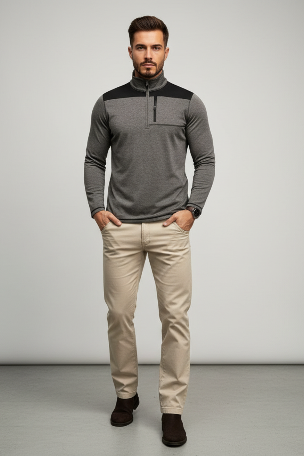 Men's Fitted Lightweight Zip Sweater