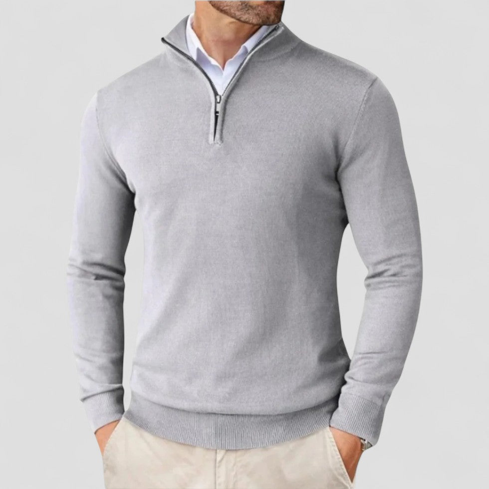 Men's Classic Zip Neck Pullover Sweater