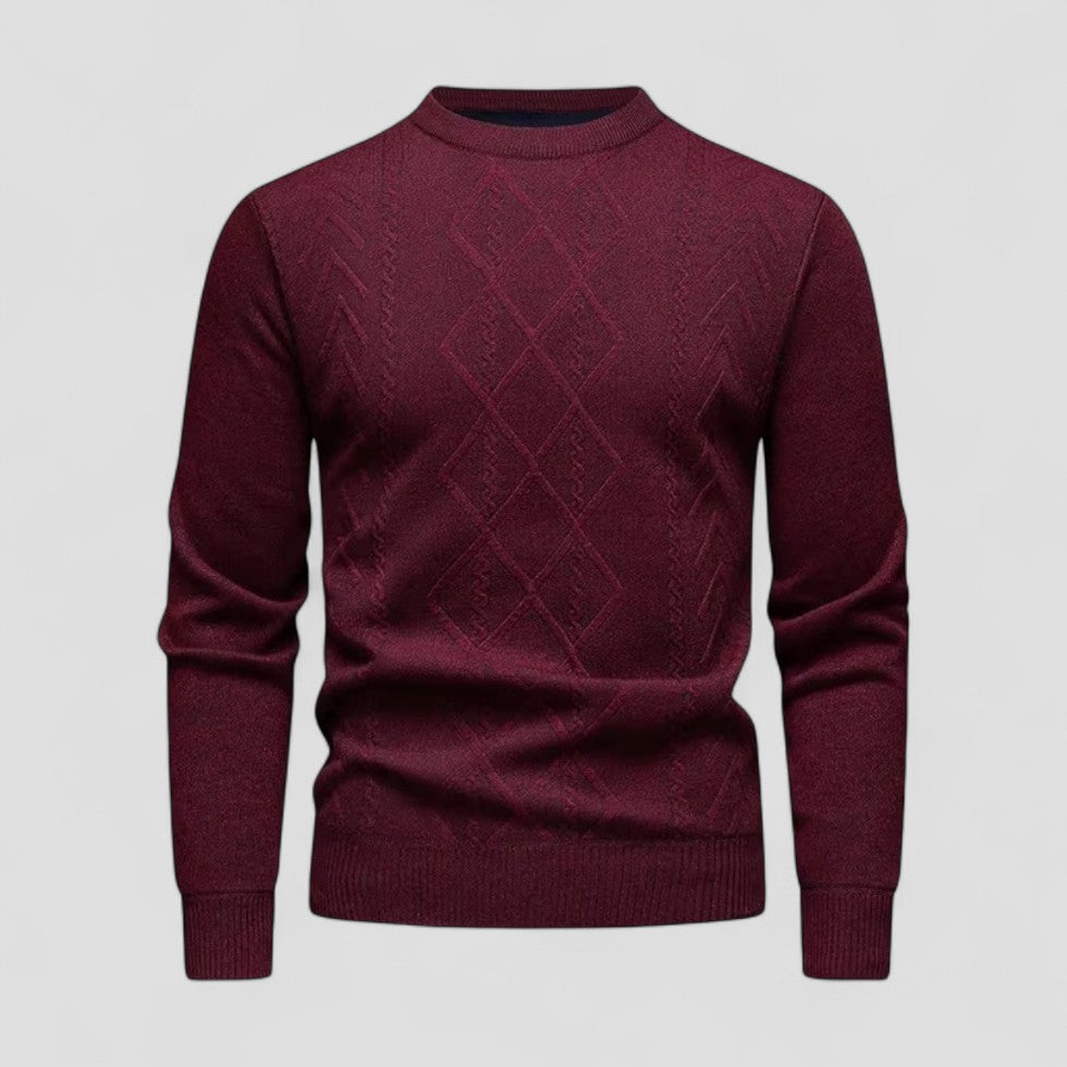 Men's Relaxed Fit Crew Neck Knit Sweater with Pattern