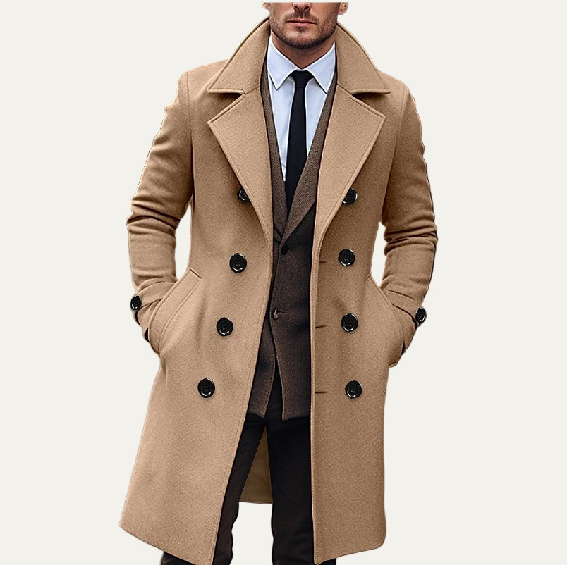 Classic Mens Wool Long Trench Coat