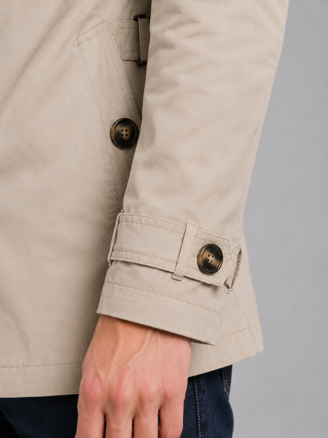 Men's Classic Wool Blend Double Breasted Trench Coat with Belt