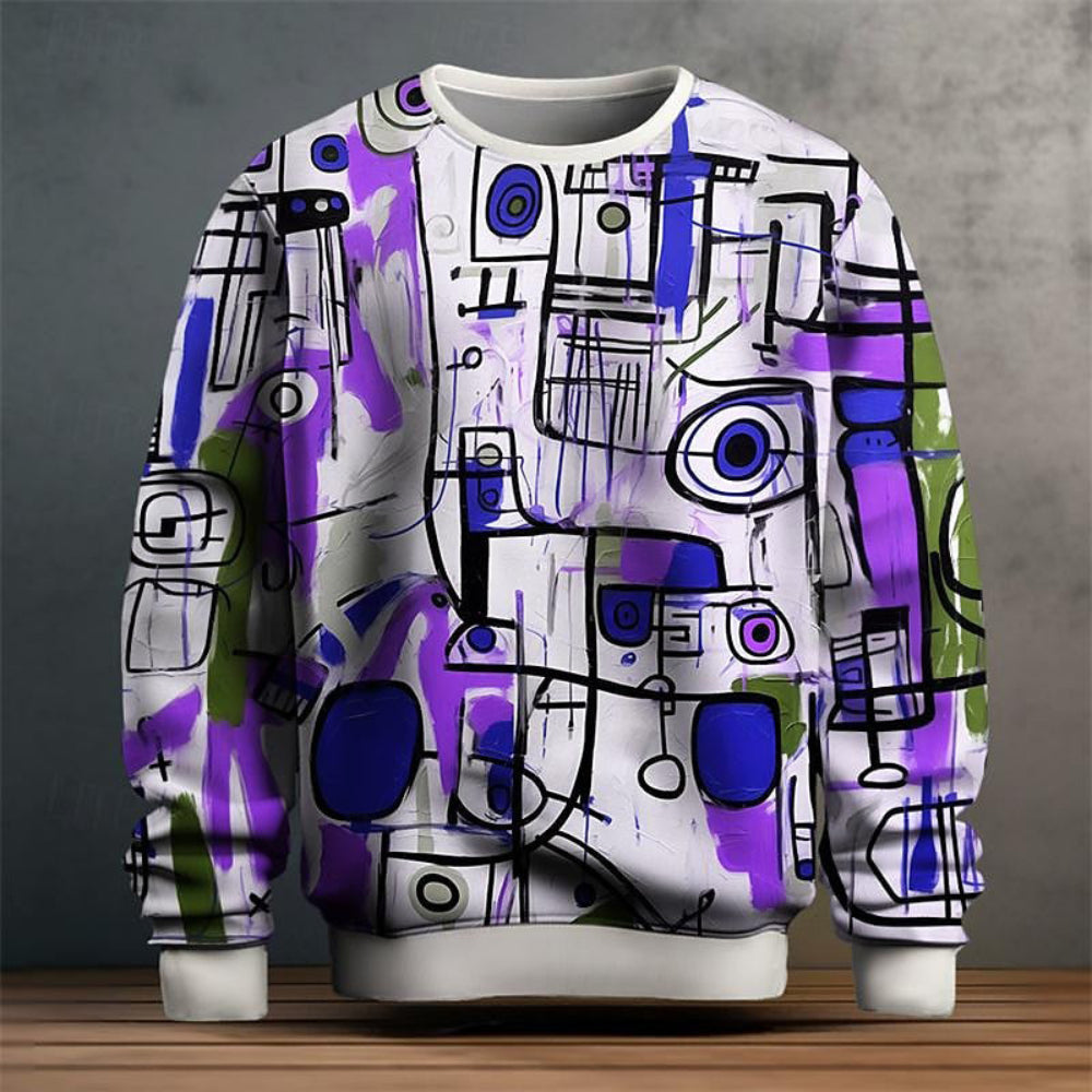 Trendy Mens Printed Crew Neck Sweater