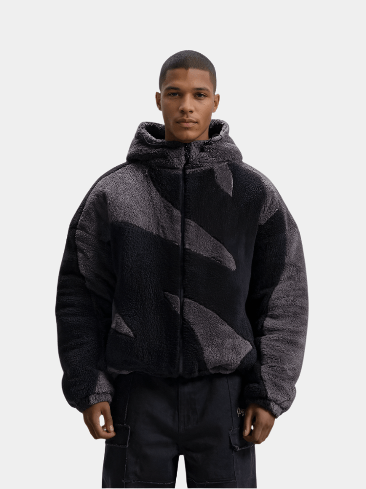 Trendy Men's Large Colourblock Zip Up Hoodie