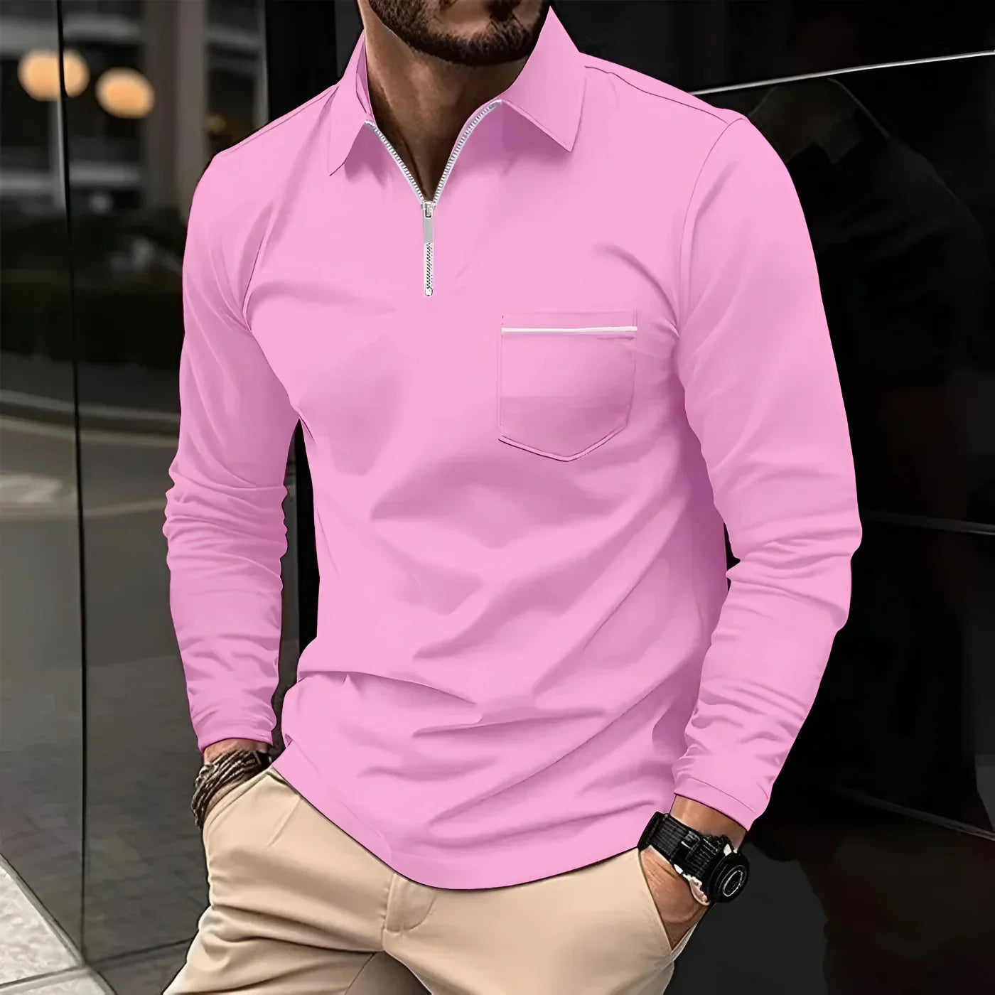 Regular Fit Casual Polo Shirt with Pockets