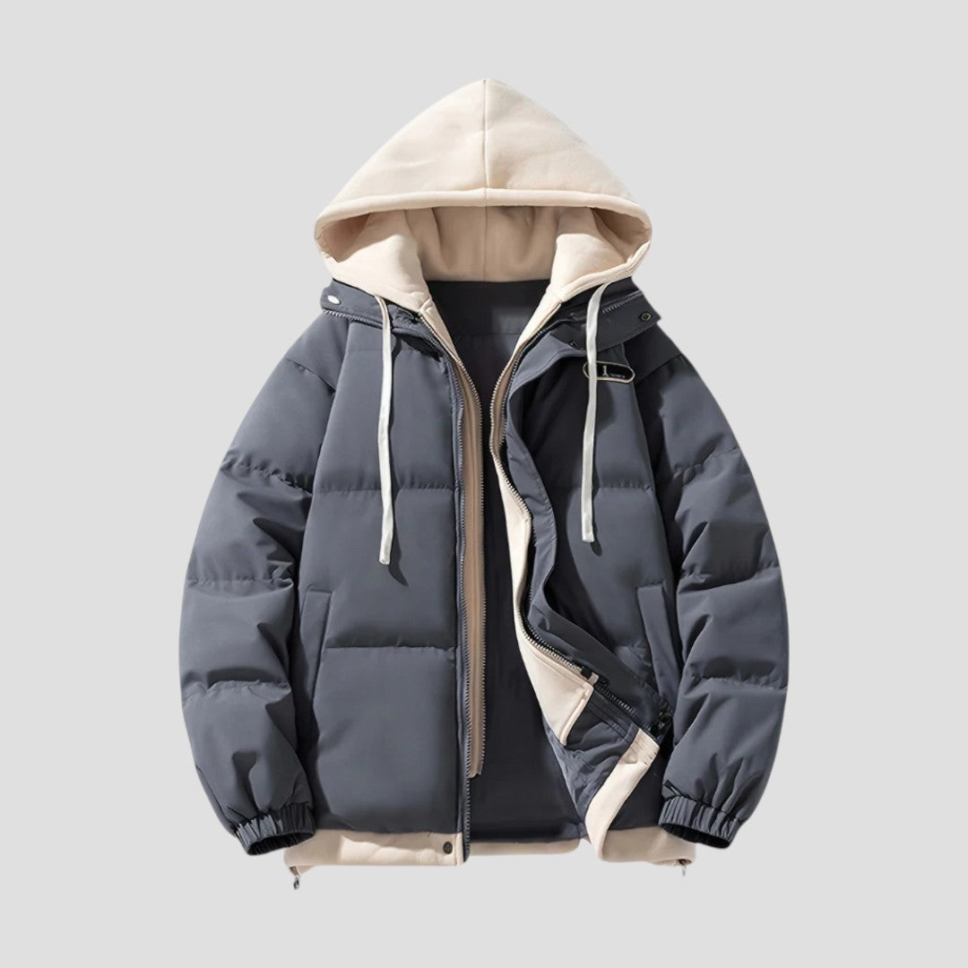 Men's Large Quilted Parka with Hood