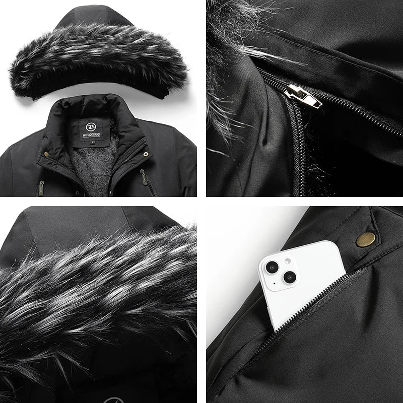 Warm Synthetic Fur Lined Parka Coat
