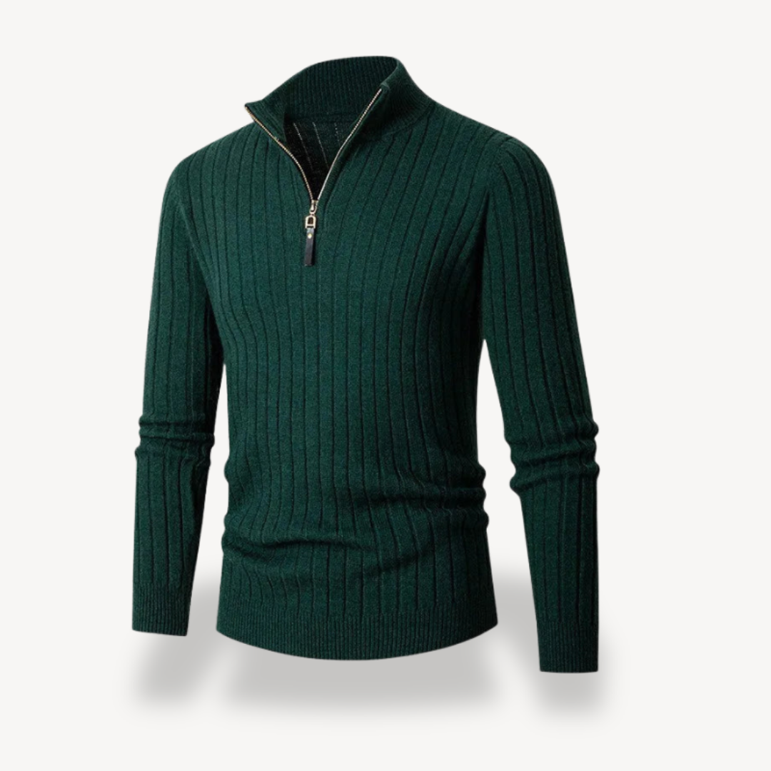 Slim Fit Men's Quarter Zip Pullover Sweater