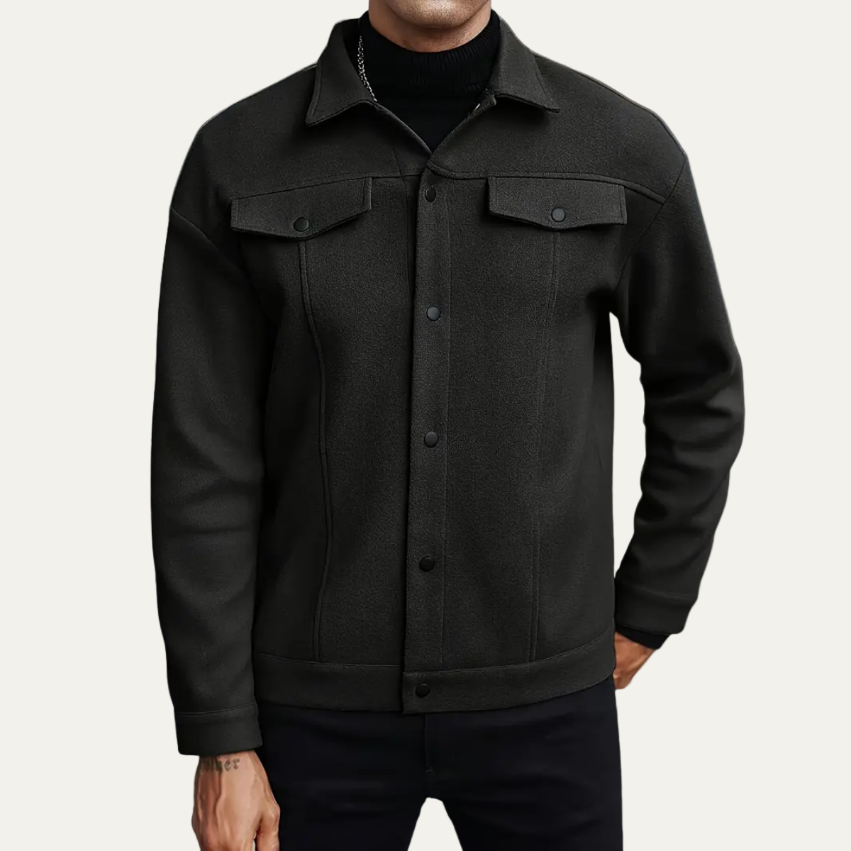 Warm Wool Button Down Shirt Jacket