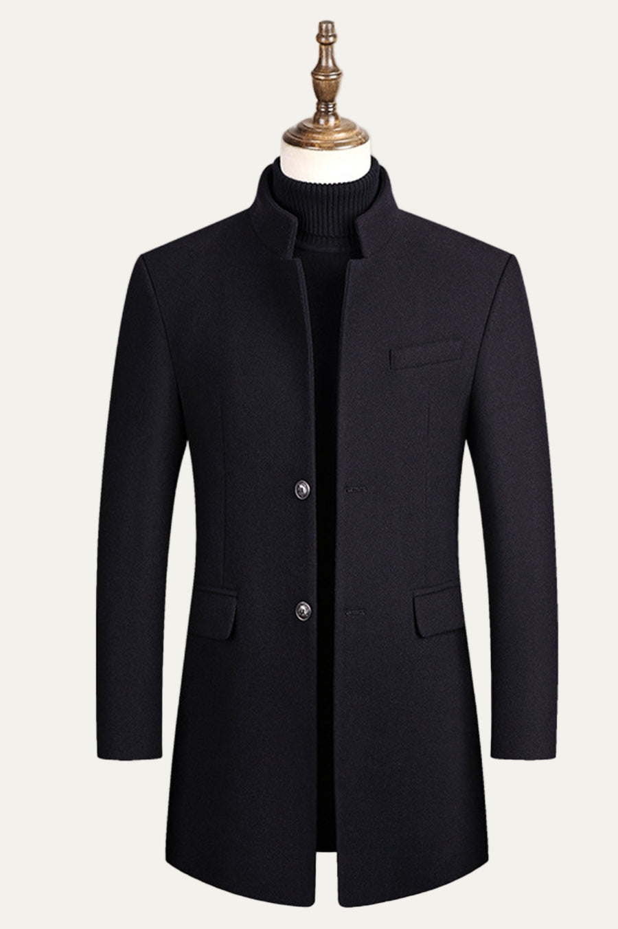 Men's Fit Mandarin Collar Designer Coat