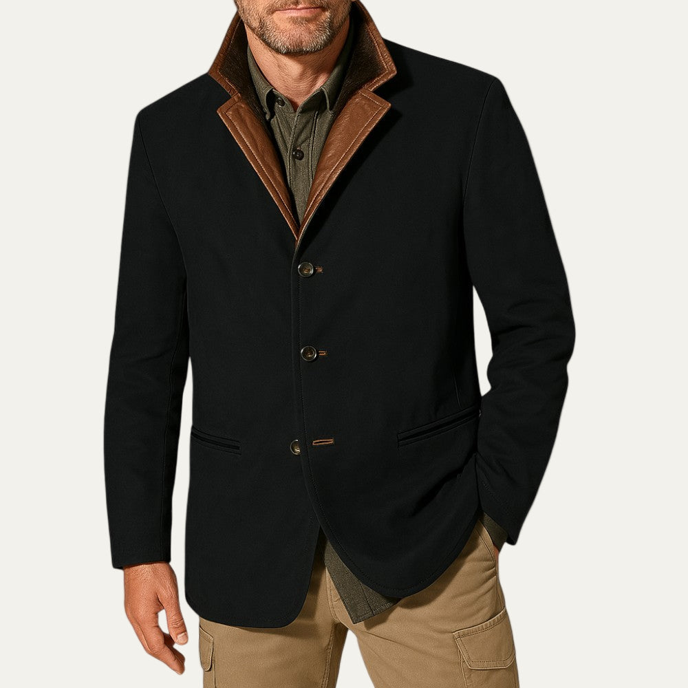 Relaxed Fit Men's Suede Trim Blazer