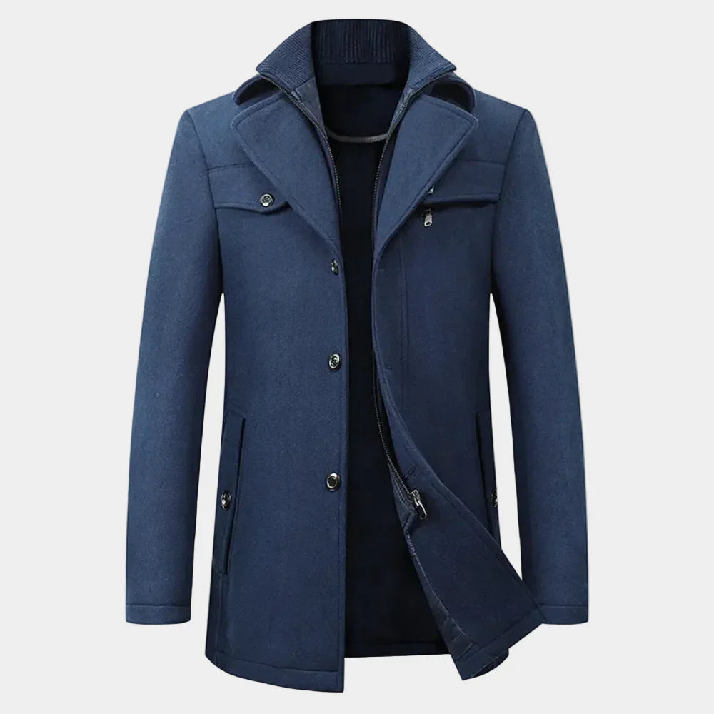 Classic Mens Winter Overcoat with Buttons
