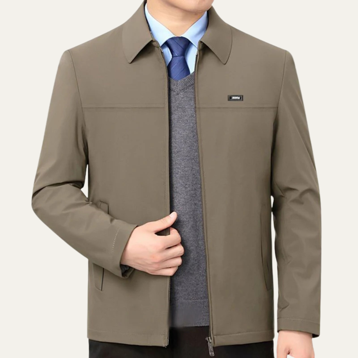 Relaxed Fit Mandarin Collar Jacket