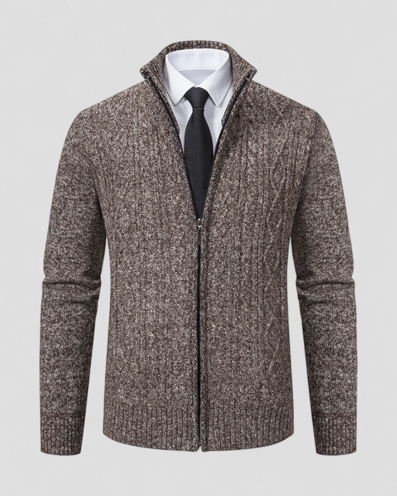 Men's Crew Neck Zipper Knit Sweater