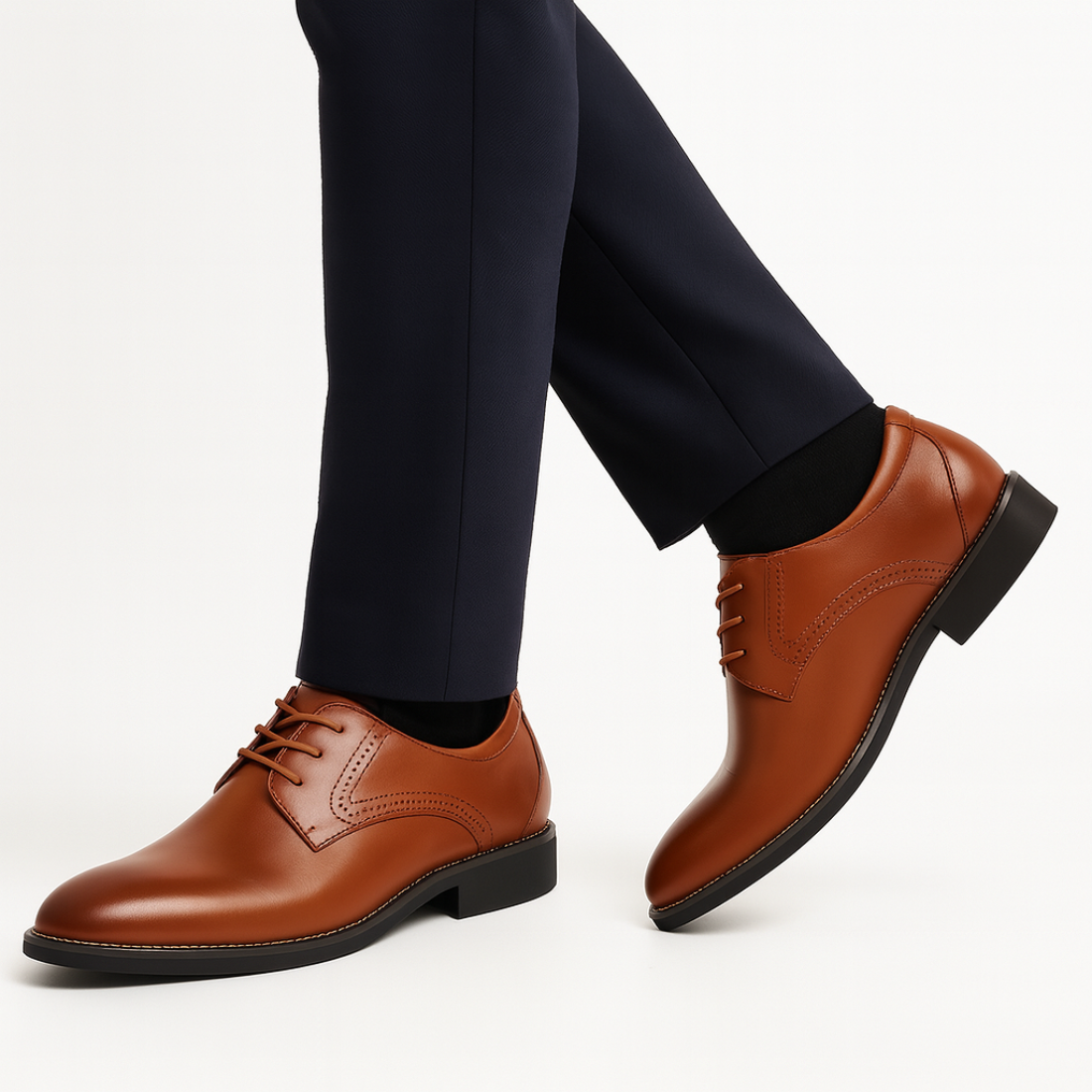 Classic Tan Leather Dress Shoes - Elegant Lace Up Oxfords