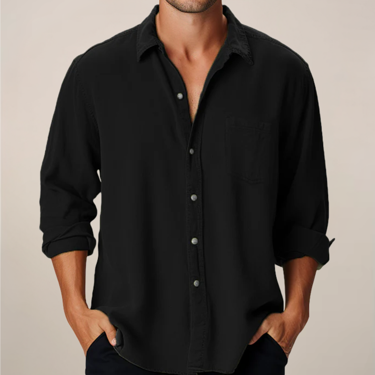 Men's Simple Long Sleeve Shirt – Casual Button Down