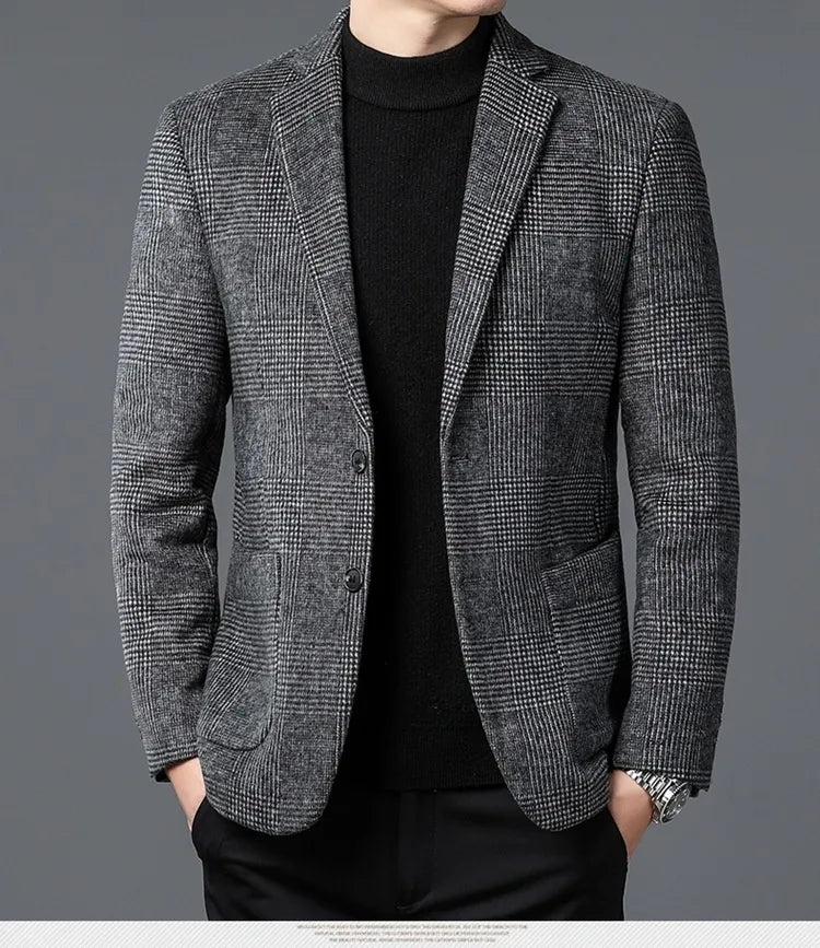 Classic Fit Men's Plaid Blazer Jacket