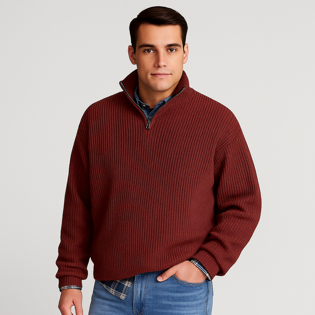 Men's Casual Zip Neck Sweater