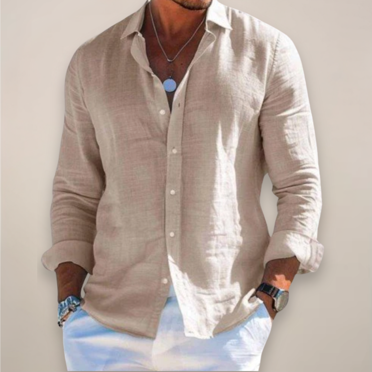 Classic Fit Linen Button Down Shirt in Various Colors