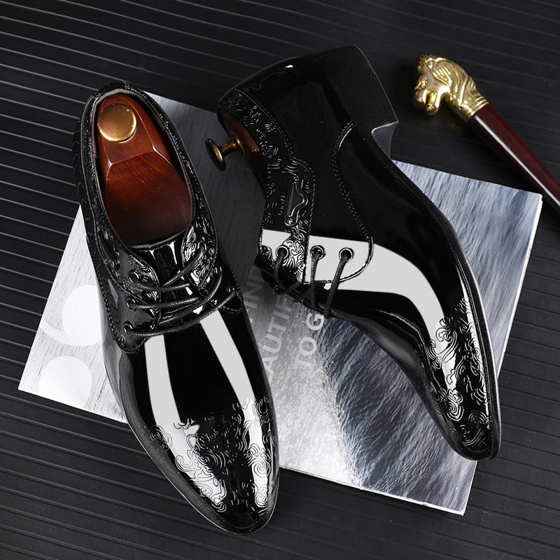 Men's Black Leather Dress Shoes - Classic Lace Up Style