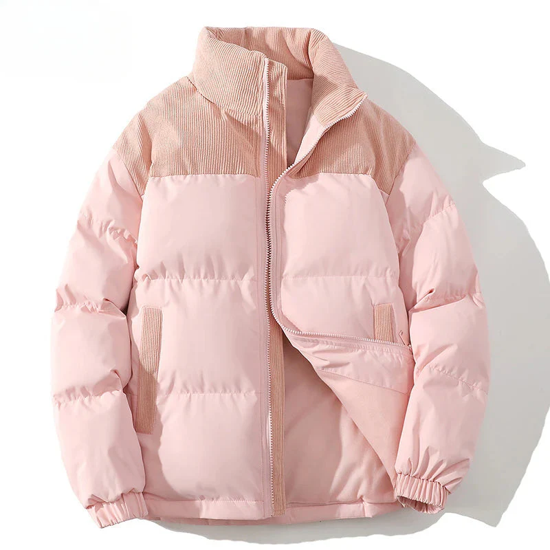 Men’s Puffer Jacket – Quilted Insulation – Ribbed Corduroy Trim – Relaxed Fit