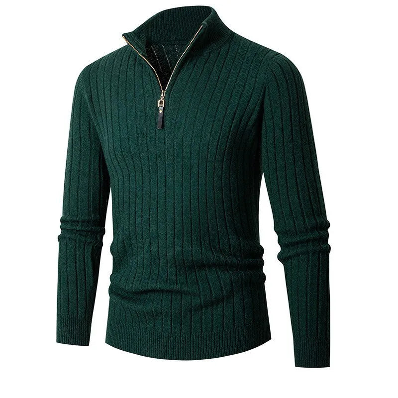 Textured Knit Half Zip Pullover Sweater