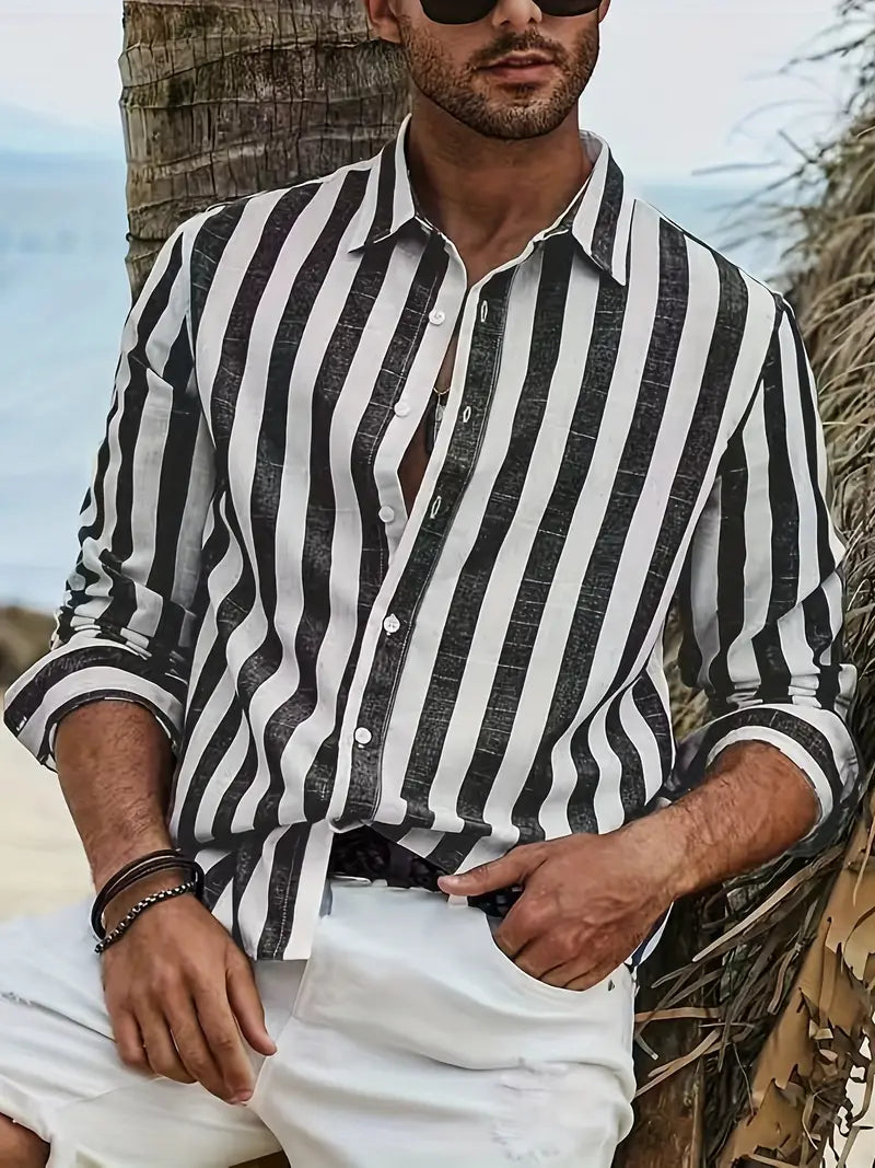 Comfy Men's Breathable Stripe Shirt