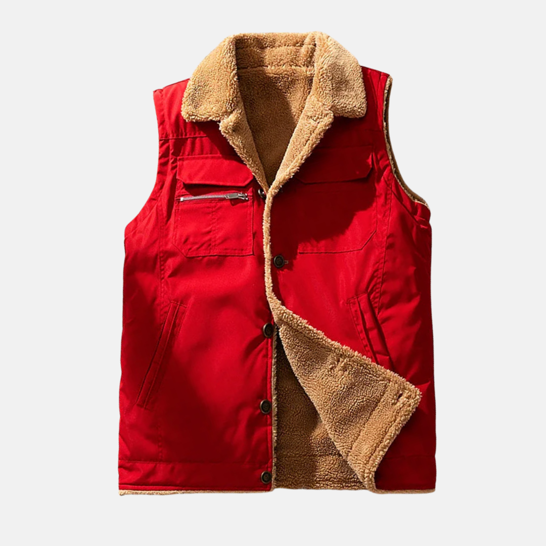 Men’s Utility Bodywarmer – Structured Fit – Sherpa Lined – High Collar – Multi Pocket