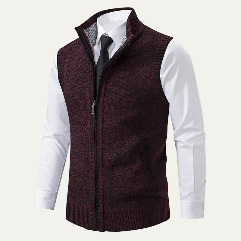 Men's Thick Cable Knit Zipper Vest