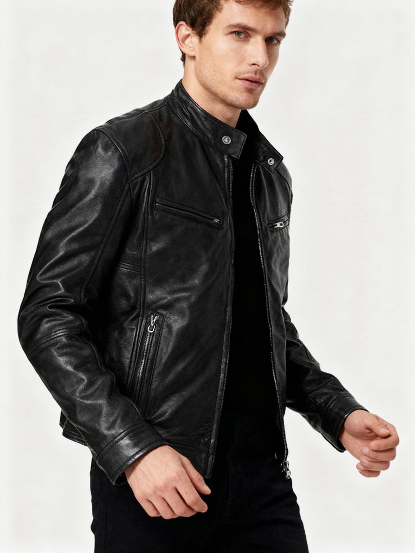 Stylish Mens Biker Leather Coat