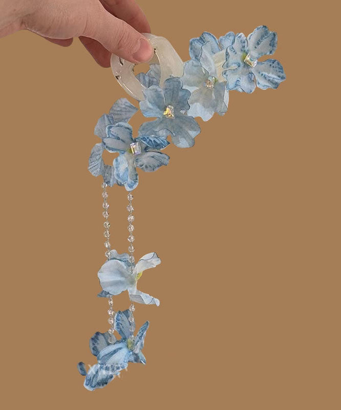 Women's Blue Hair Pin Alloy Floral Pom Pom - OutfitLondon