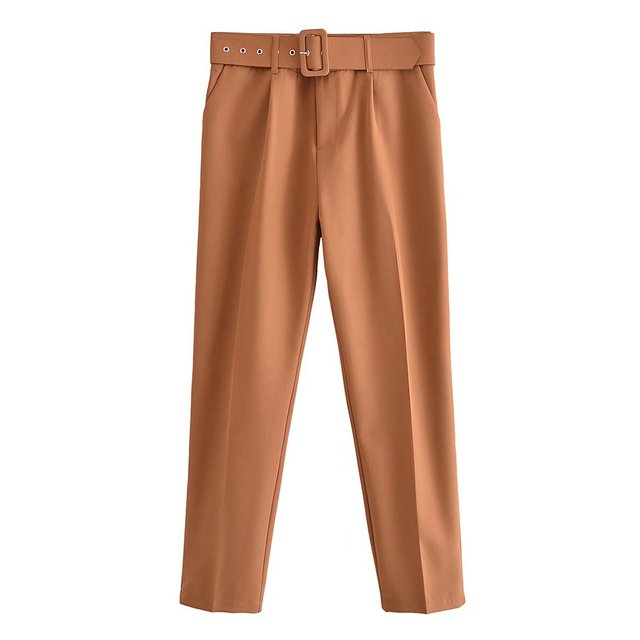 Relaxed Fit High Waisted Women's Trousers with Belt