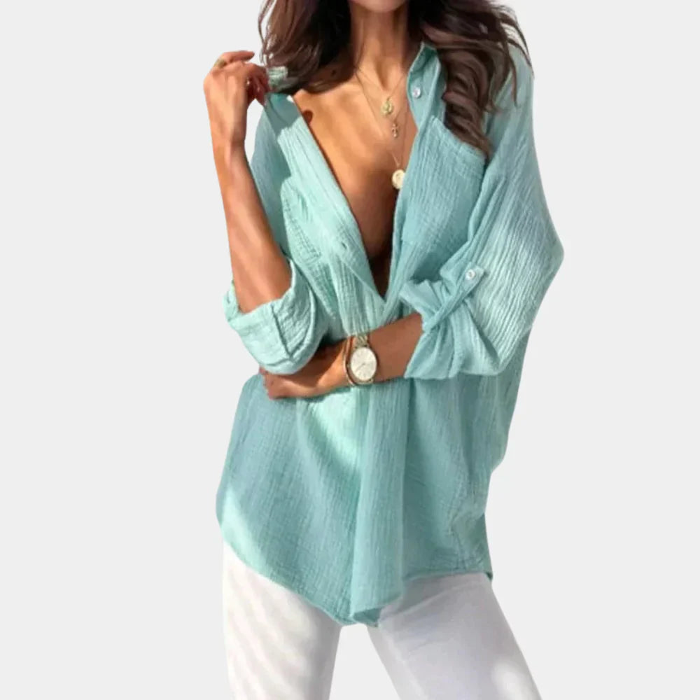 Relaxed Fit Casual Long Sleeve Button Down Shirt