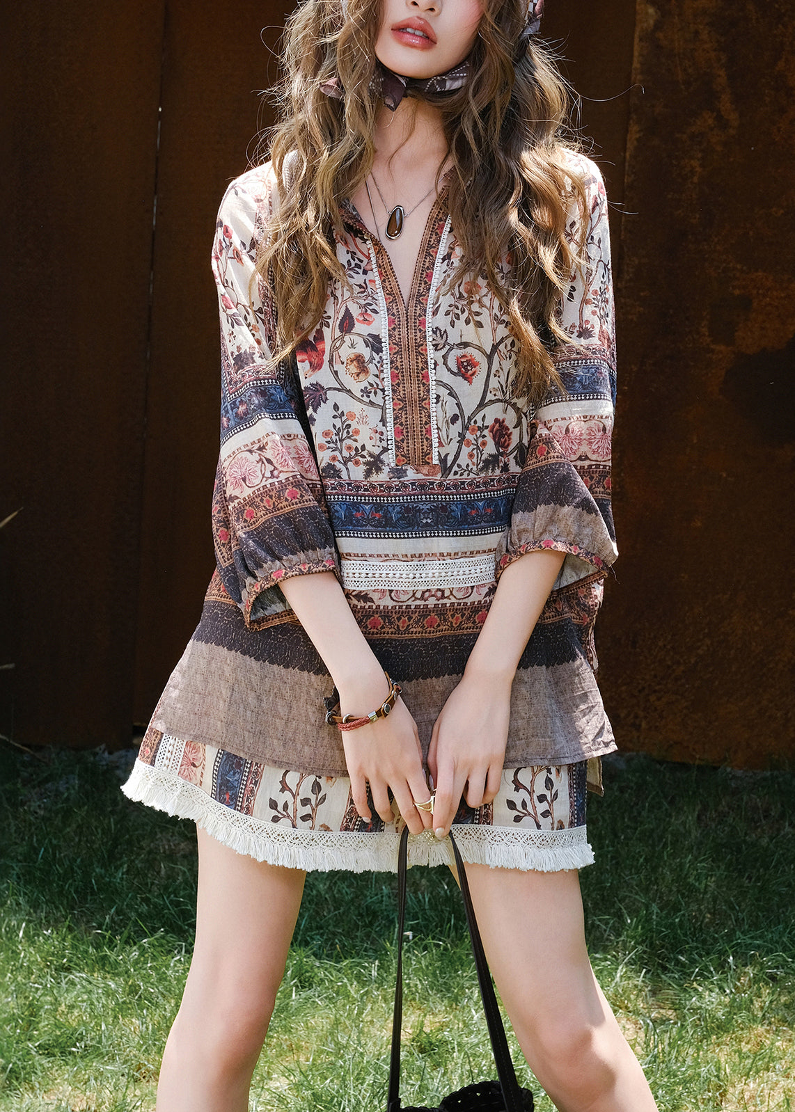 Women's Cotton Print And Shorts Set - OutfitLondon