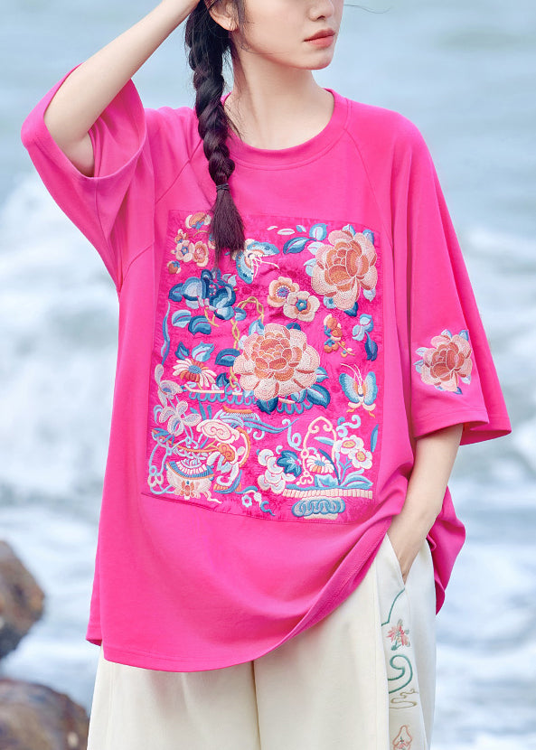 Women's Cotton T Shirt Relaxed Fit Round Neck Half Sleeves - OutfitLondon