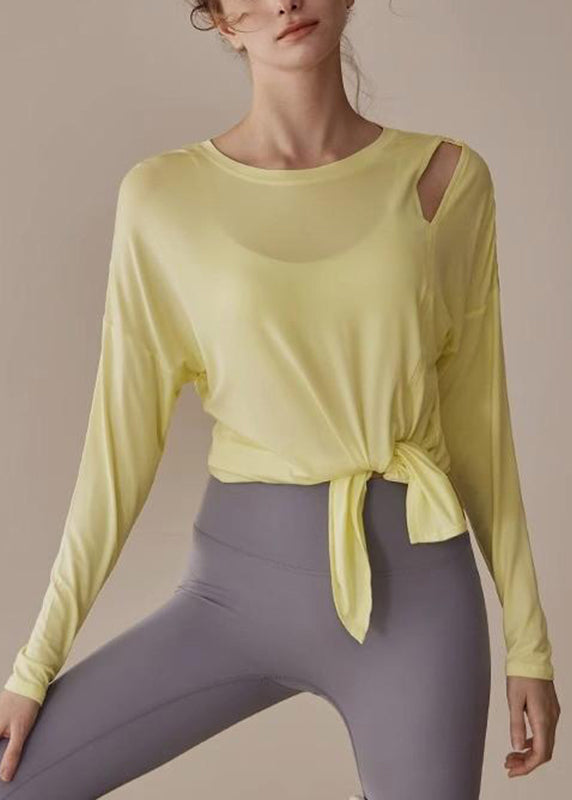 Women's Yellow Yoga Tank Breathable Cotton Blend - OutfitLondon