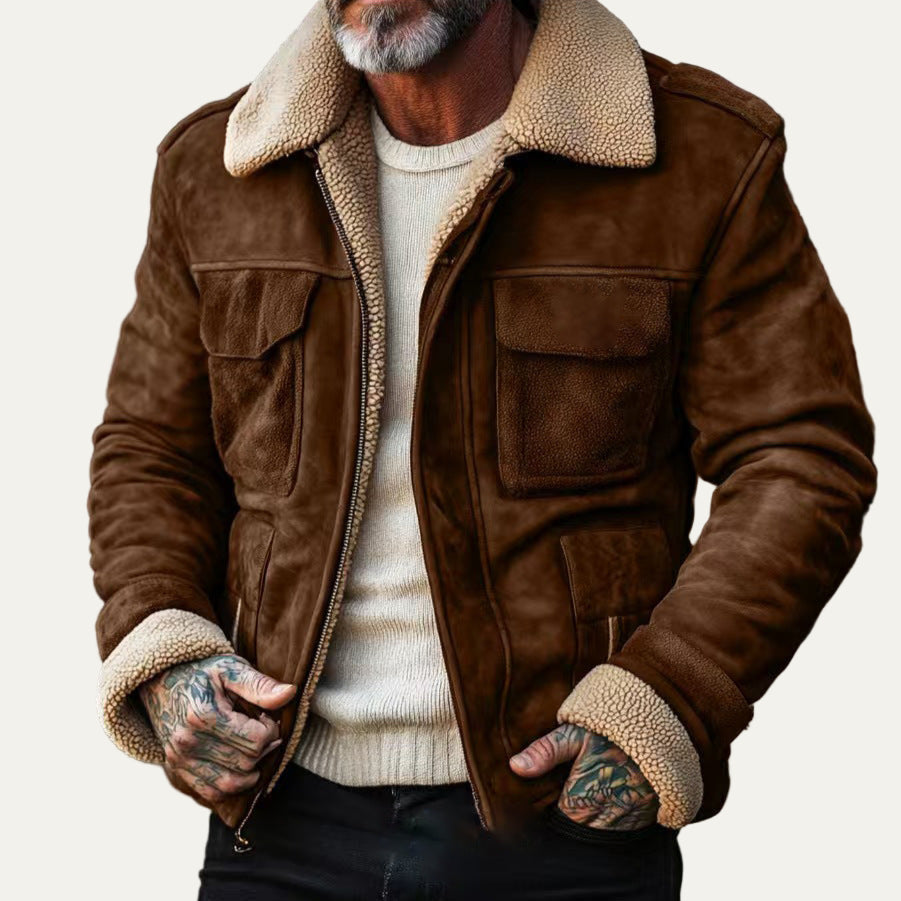 Luxury Leather Pilot Jacket with Fur Lining
