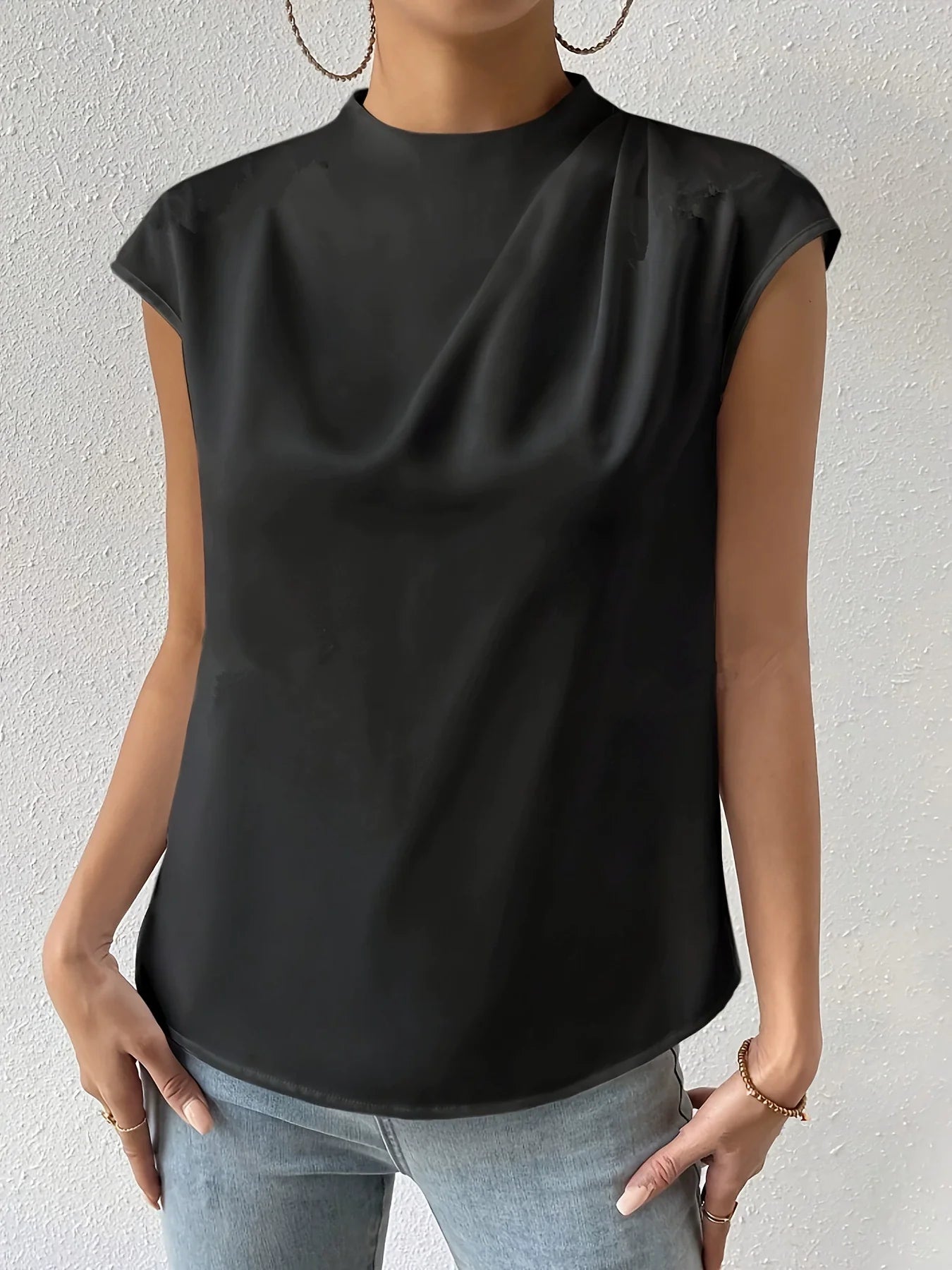 Chic Sleeveless Drape Neck Women's Top
