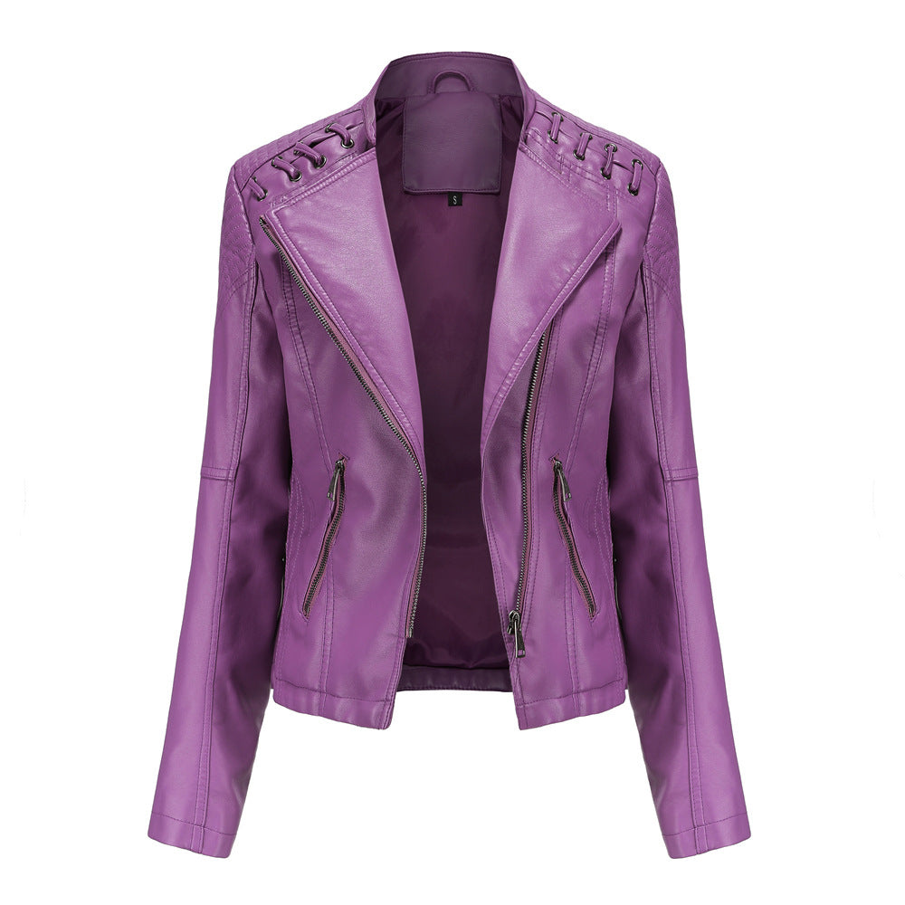 Classic Synthetic Leather Ladies Coat for Everyday Use