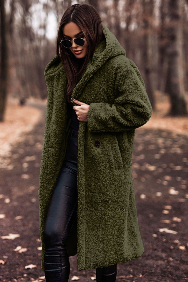 Warm Faux Fur Hooded Women's Coat