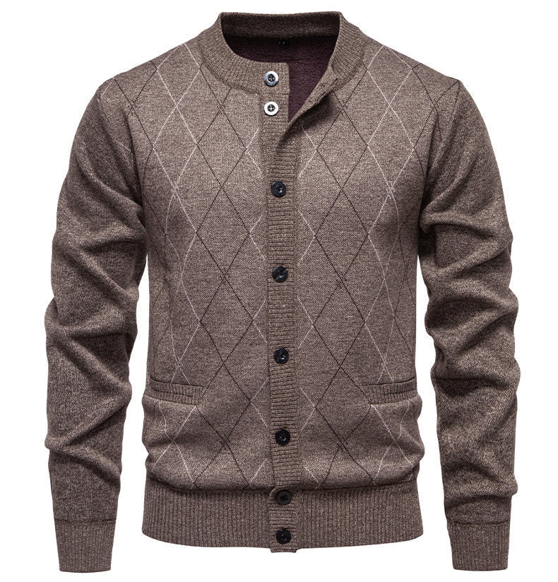Fashionable Diamond Knit Cardigan Sweater