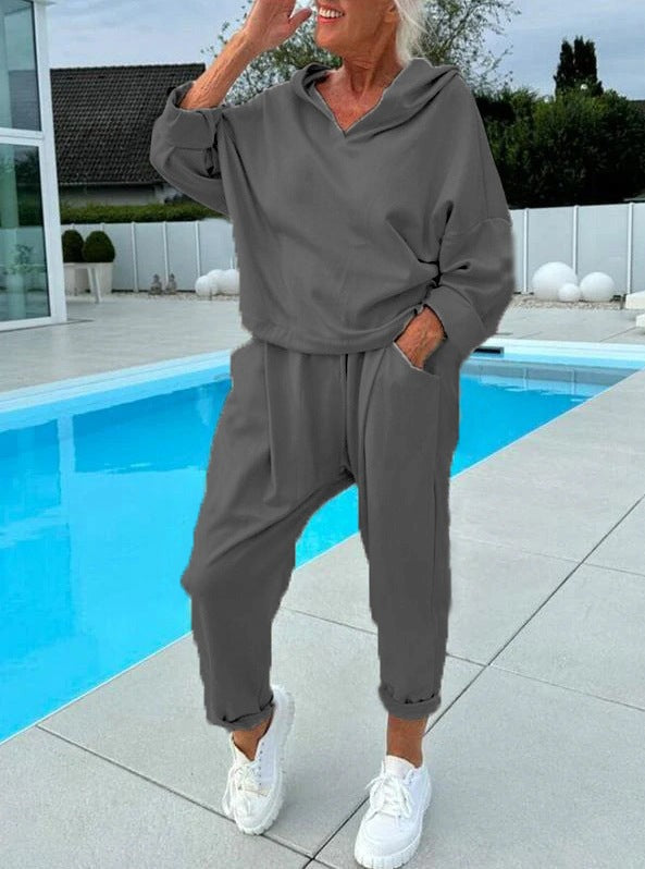 Trendy Hooded Sweatshirt Set