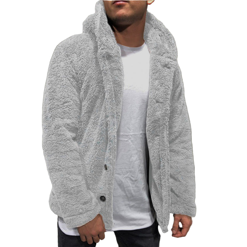 Warm Faux Fur Hooded Mens Coat