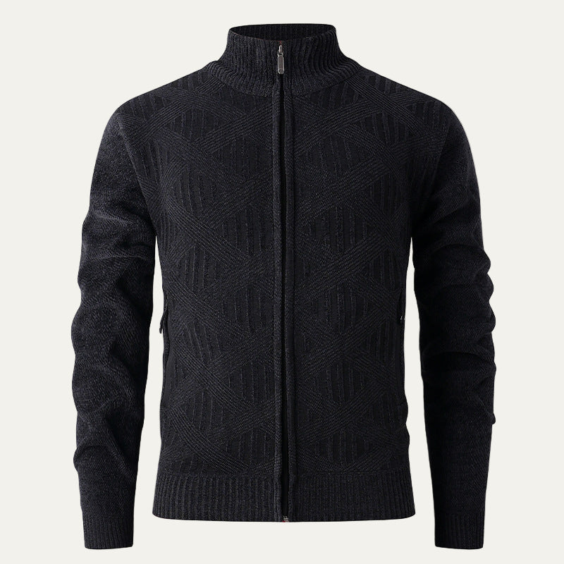 Men's Stylish Patterned Zip Up Sweater