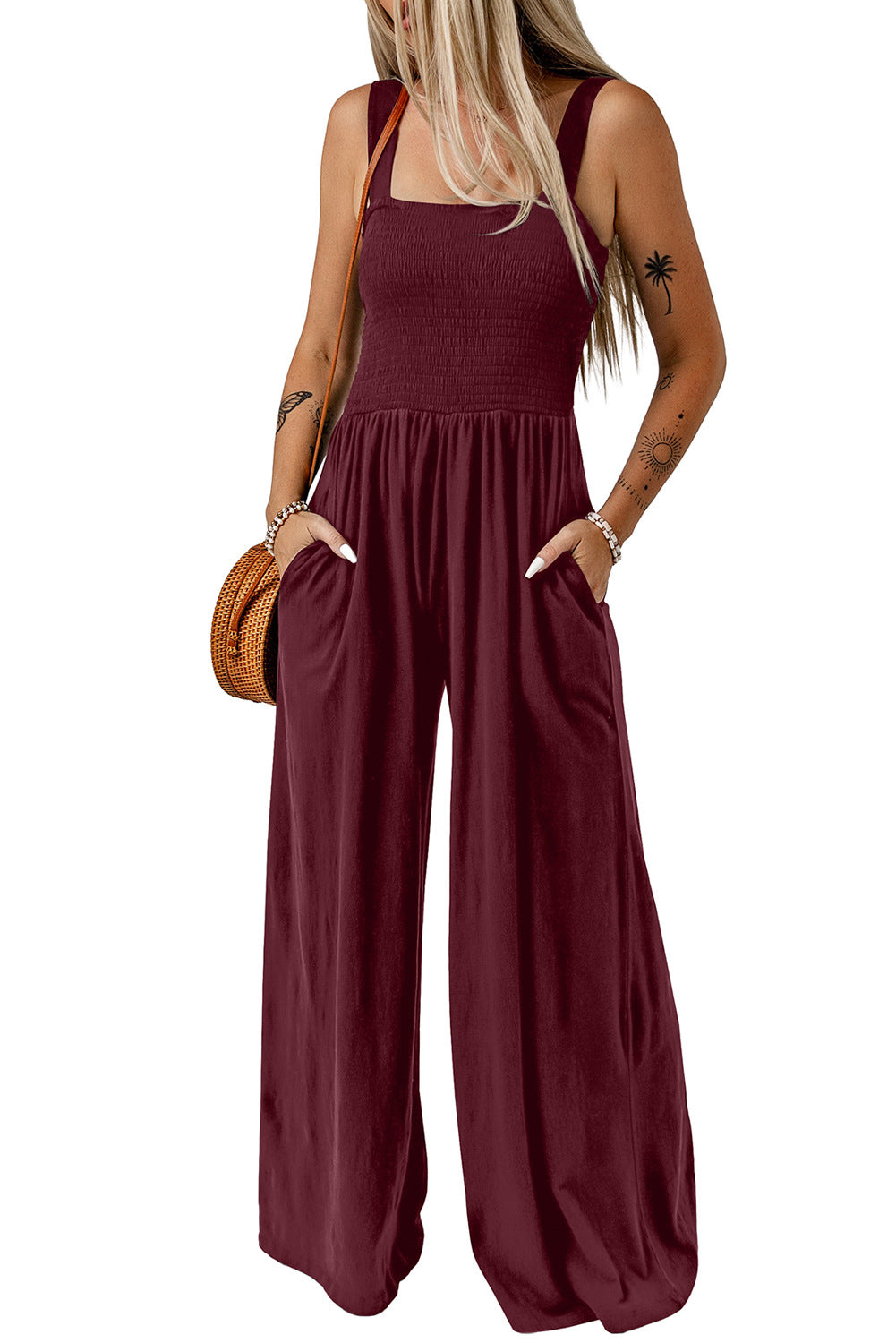 Comfortable Flowy Square Neck Jumpsuit