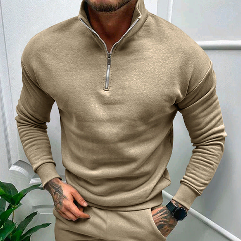 Warm Zipper Hoodie with High Neck Collar